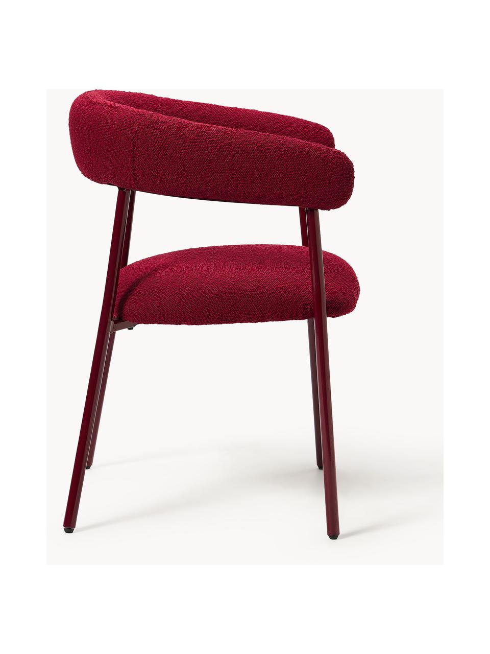 Chaises rembourrées en bouclette Thiago, 2 pièces, Tissu bouclé lie de vin, larg. 60 x prof. 54 cm