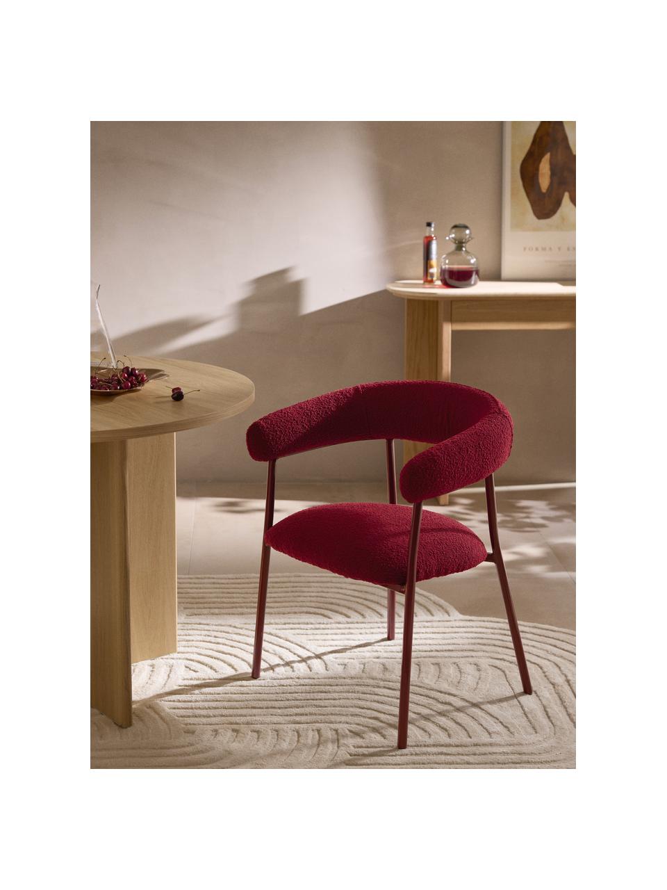 Chaises rembourrées en bouclette Thiago, 2 pièces, Tissu bouclé lie de vin, larg. 60 x prof. 54 cm