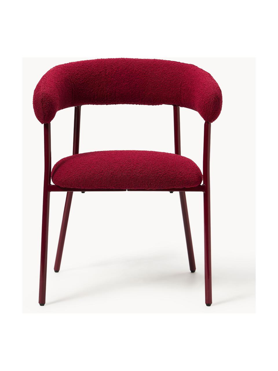 Chaises rembourrées en bouclette Thiago, 2 pièces, Tissu bouclé lie de vin, larg. 60 x prof. 54 cm