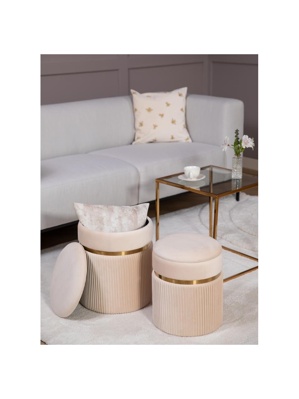 Duo - Set di due Pouf contenitori in tessuto con vassoio in legno – Lulu  Home