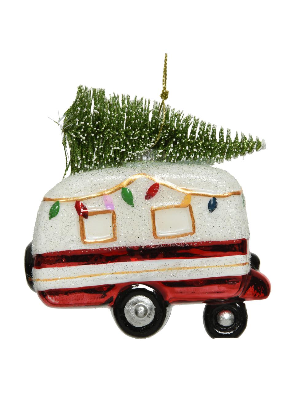 Adorno navideño Wagen, Figura: vidrio, Blanco, multicolor, An 9 x Al 10 cm