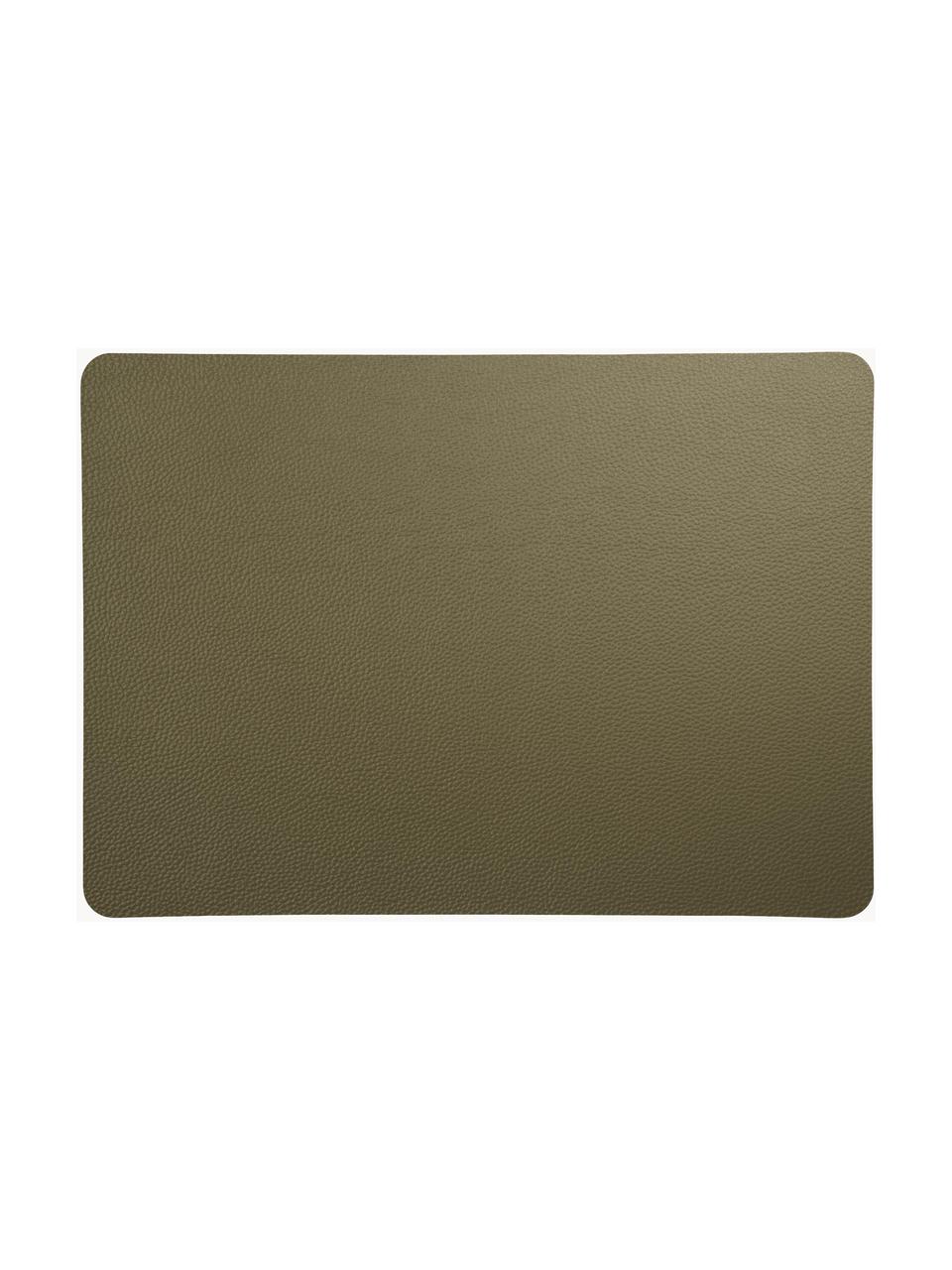 Kunstleren placemats Pik, 2 stuks, Kunstleer (PVC), Olijfgroen, B 33 x L 46 cm