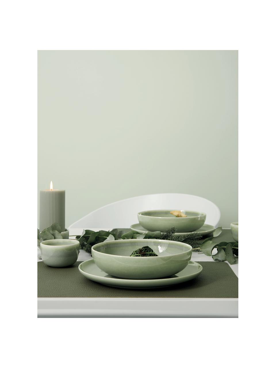 Kunstleren placemats Pik, 2 stuks, Kunstleer (PVC), Olijfgroen, B 33 x L 46 cm