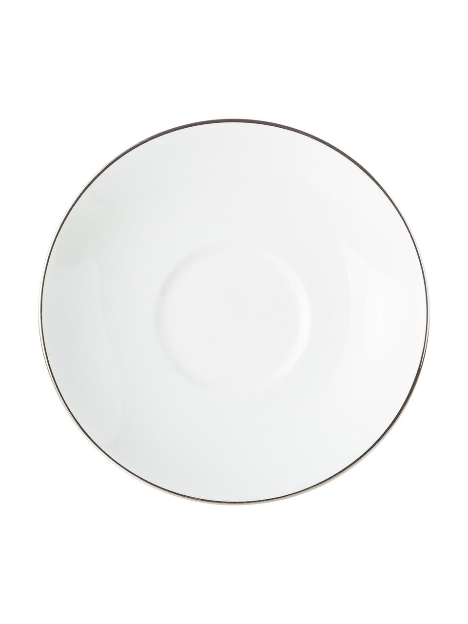 Plato de taza Signet Platinum, Porcelana fina, Blanco, plateado, Ø 15 cm