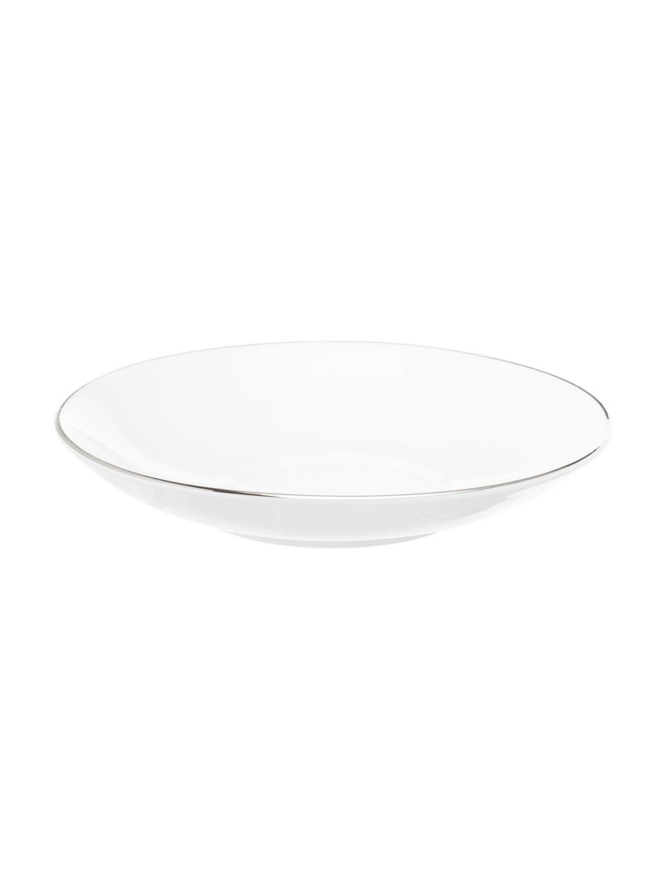 Schoteltje Tee Signet Platinum, Beenderporselein, Wit, zilverkleurig, Ø 15 cm