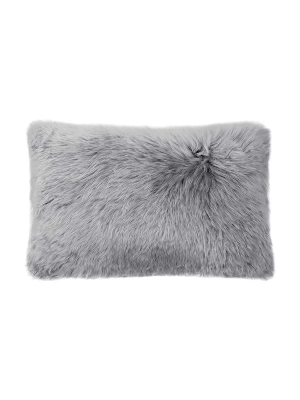 Housse de coussin en peau de mouton Oslo, lisse, Endroit : gris clair Envers : gris clair