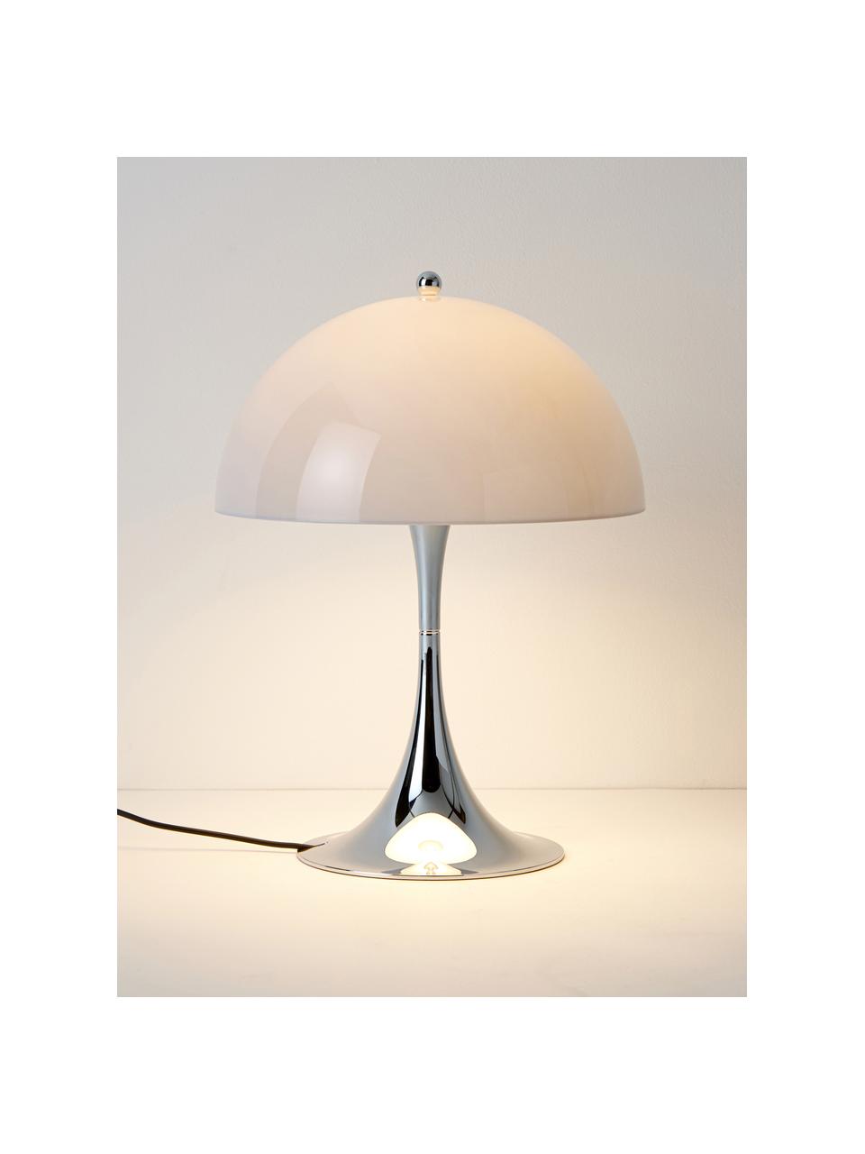 Lampa stołowa LED z funkcją przyciemniania Panthella, W 34 cm, Stelaż: aluminium powlekane, Jasnoniebieskie szkło akrylowe, odcienie srebrnego, Ø 25 x 34 cm