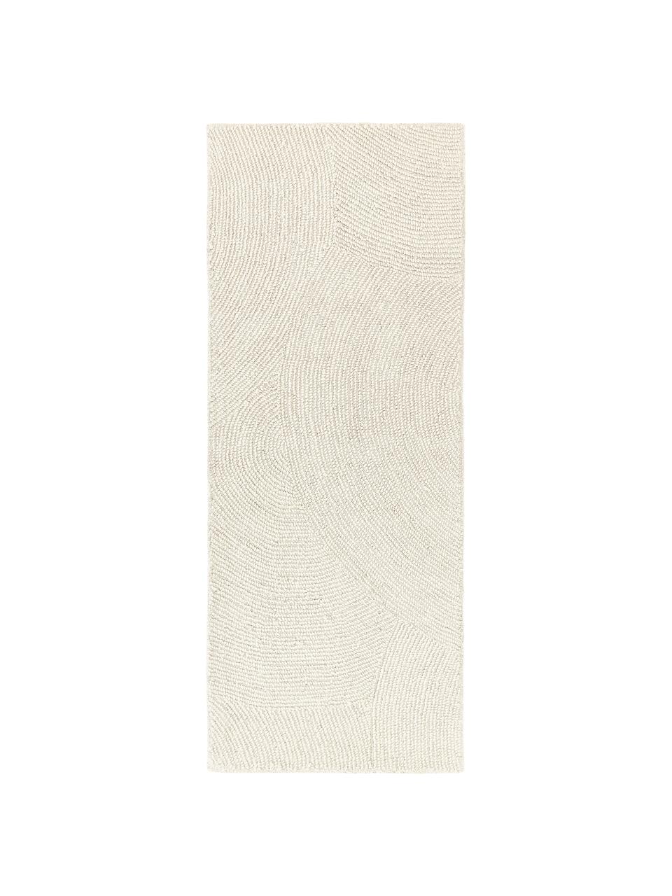 Tapis beige à poils courts, tufté main, en matériaux recyclés Eleni, Beige, larg. 80 x long. 200 cm