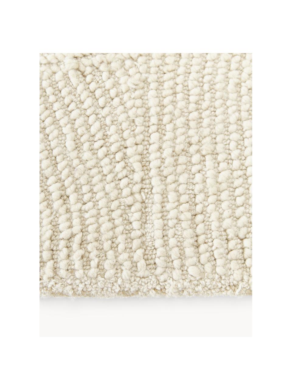 Handgeweven laagpolig vloerkleed Eleni uit gerecycled materiaal, Bovenzijde: 100% polyester, Gebroken wit, B 80 x L 200 cm