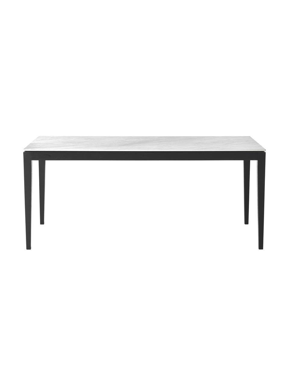 Jídelní stůl s deskou v mramorovém vzhledu Jackson, různé velikosti, Bílý mramorový vzhled, černě lakované dubové dřevo, Š 140 cm, H 90 cm