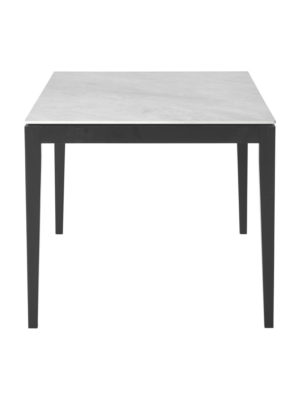 Tavolo con piano effetto marmo Jackson, varie misure, Effetto marmo bianco, legno di quercia laccato nero, Larg. 140 x Prof. 90 cm