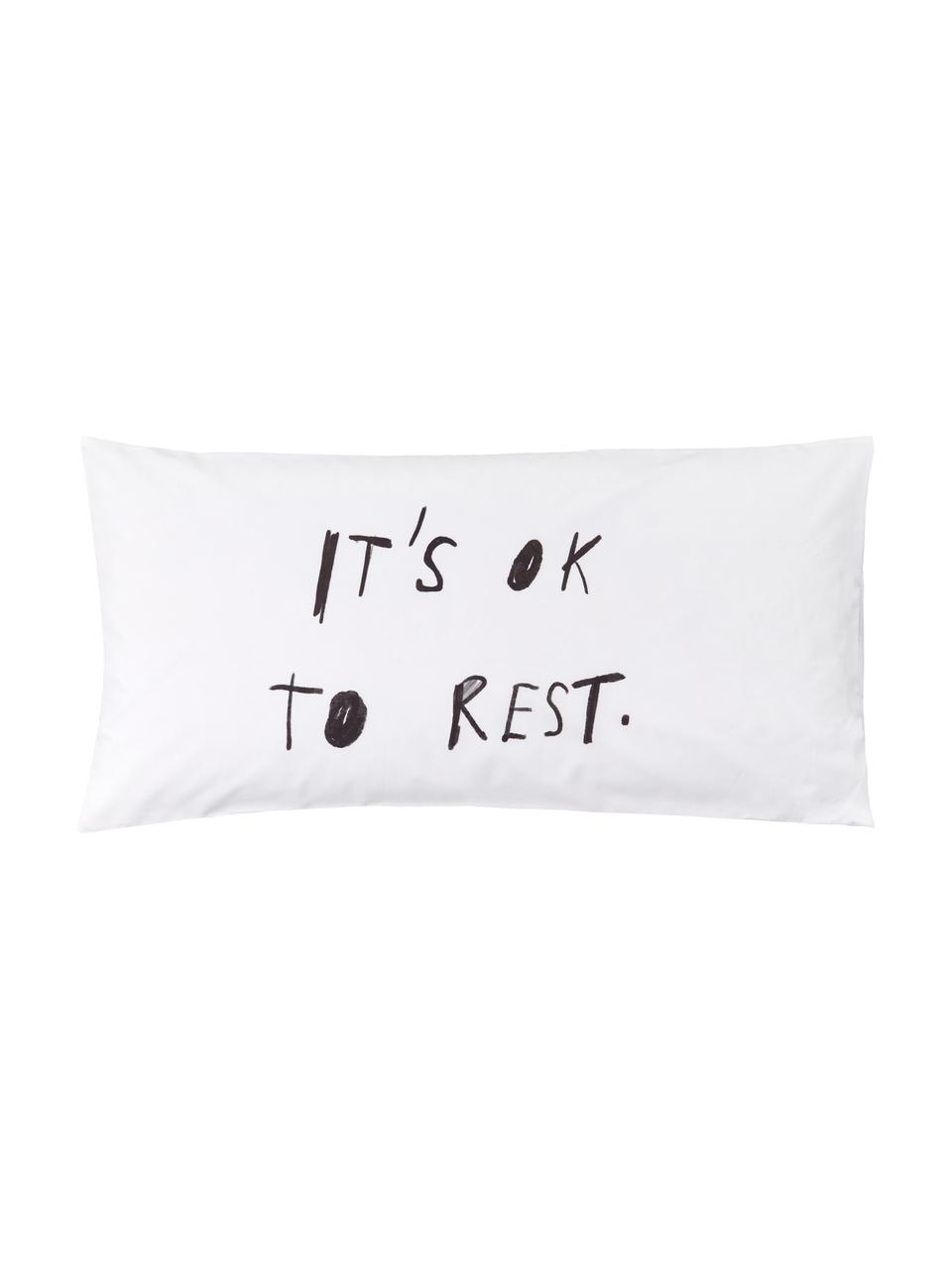 Poszewka na poduszkę z perkalu Rest od Kery Till, 2 szt., Biały, czarny, S 40 x D 80 cm