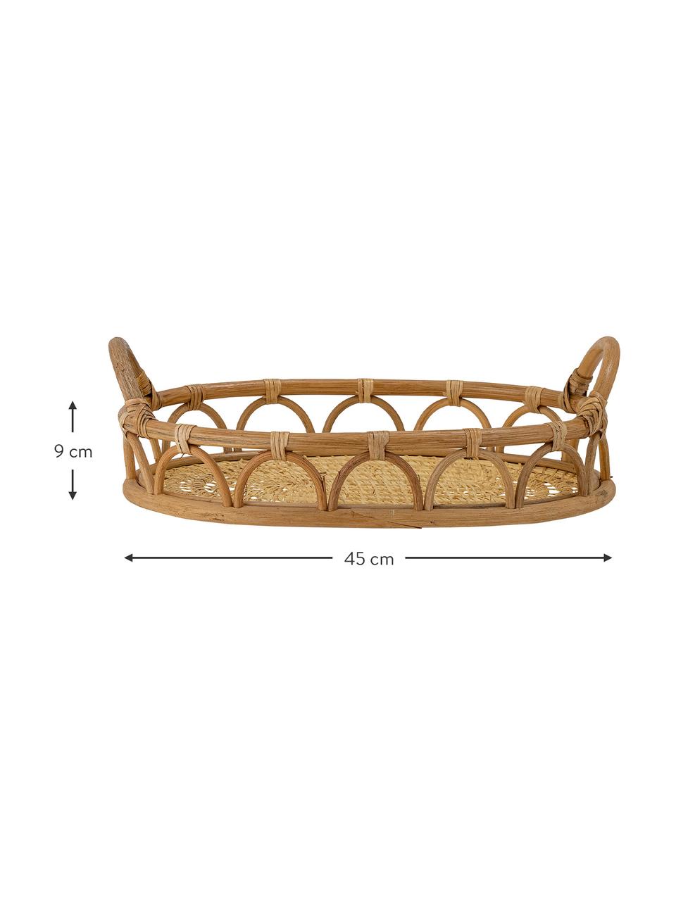 Plateau de service en rotin Eea, long. 45 x larg. 32 cm, Rotin, Brun clair, larg. 45 x long. 32 cm