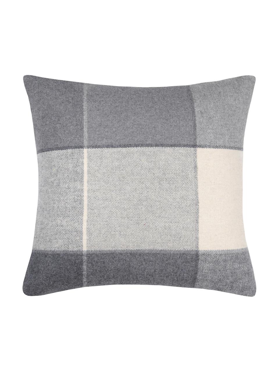 Housse de coussin 40x40 carreaux Courchevel, Gris, crème