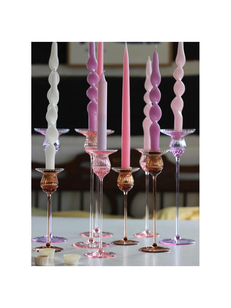 Candelabro in vetro soffiato Tulipán, Vetro, Marrone chiaro, Ø 9 x Alt. 30 cm