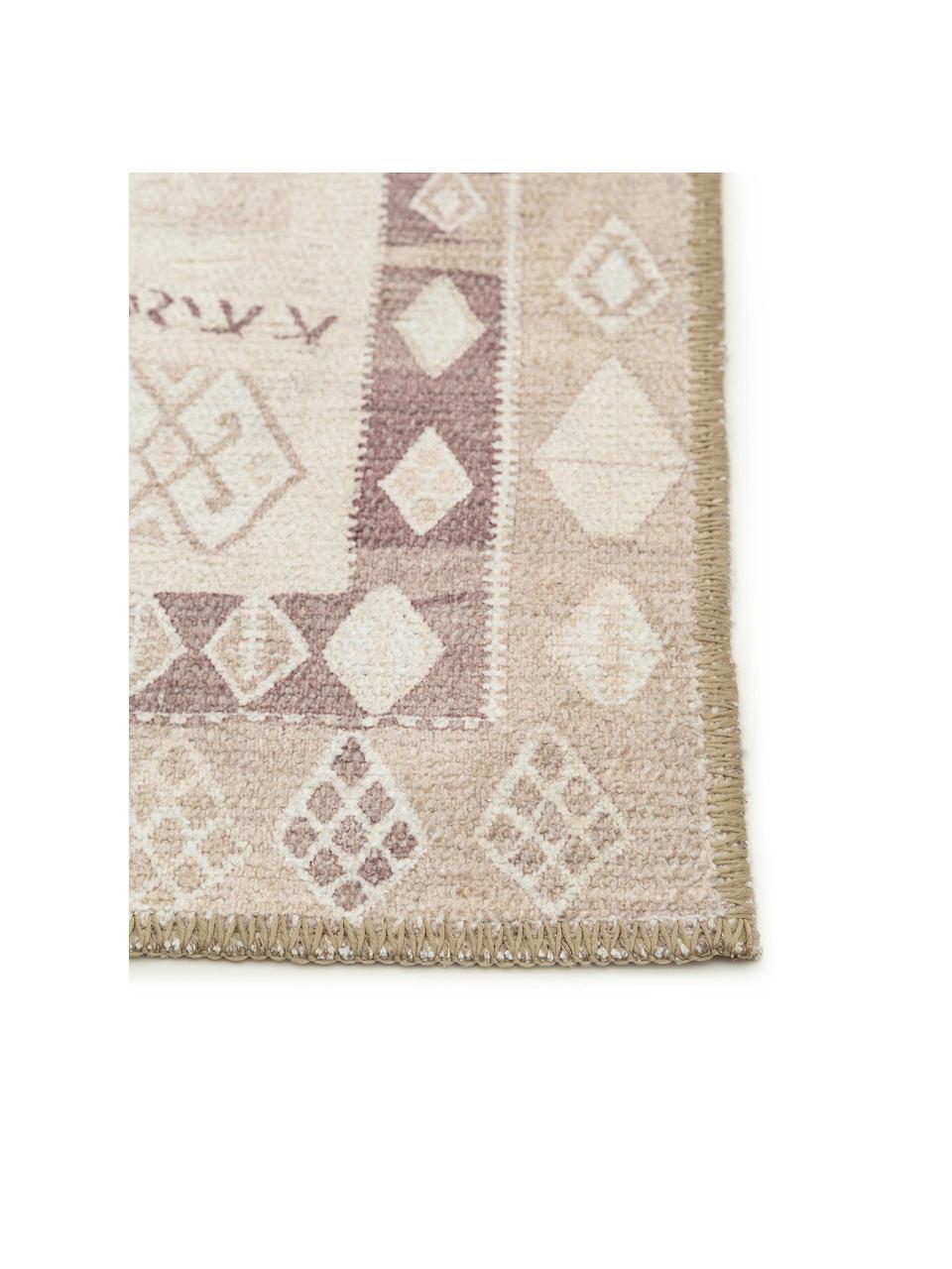 Passatoia Kilim etnica Ana Aztec, 80% poliestere 20% cotone, Beige, taupe, Larg. 75 x Lung. 230 cm