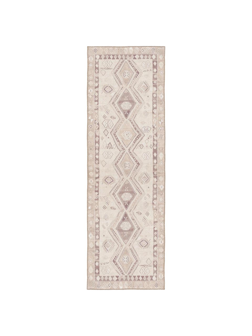 Dwustronny chodnik kilim Ana Aztec, 80% poliester 20% bawełna, Beżowy, taupe, S 75 x D 230 cm