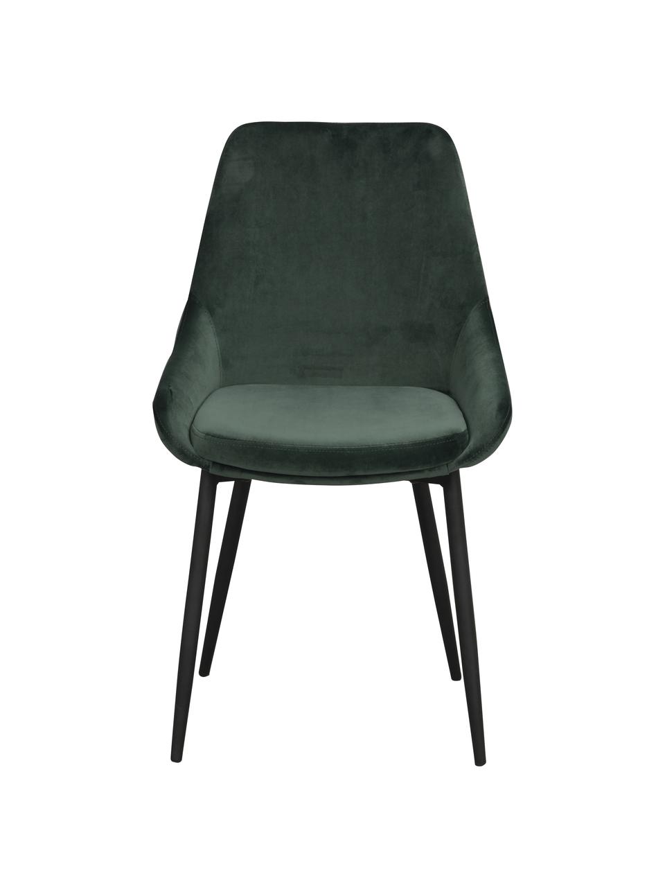 Krzesło tapicerowane z aksamitu Sierra, 2 szt., Tapicerka: 100% aksamit poliestrowy, Nogi: metal lakierowany, Zielony aksamit, S 49 x G 55 cm