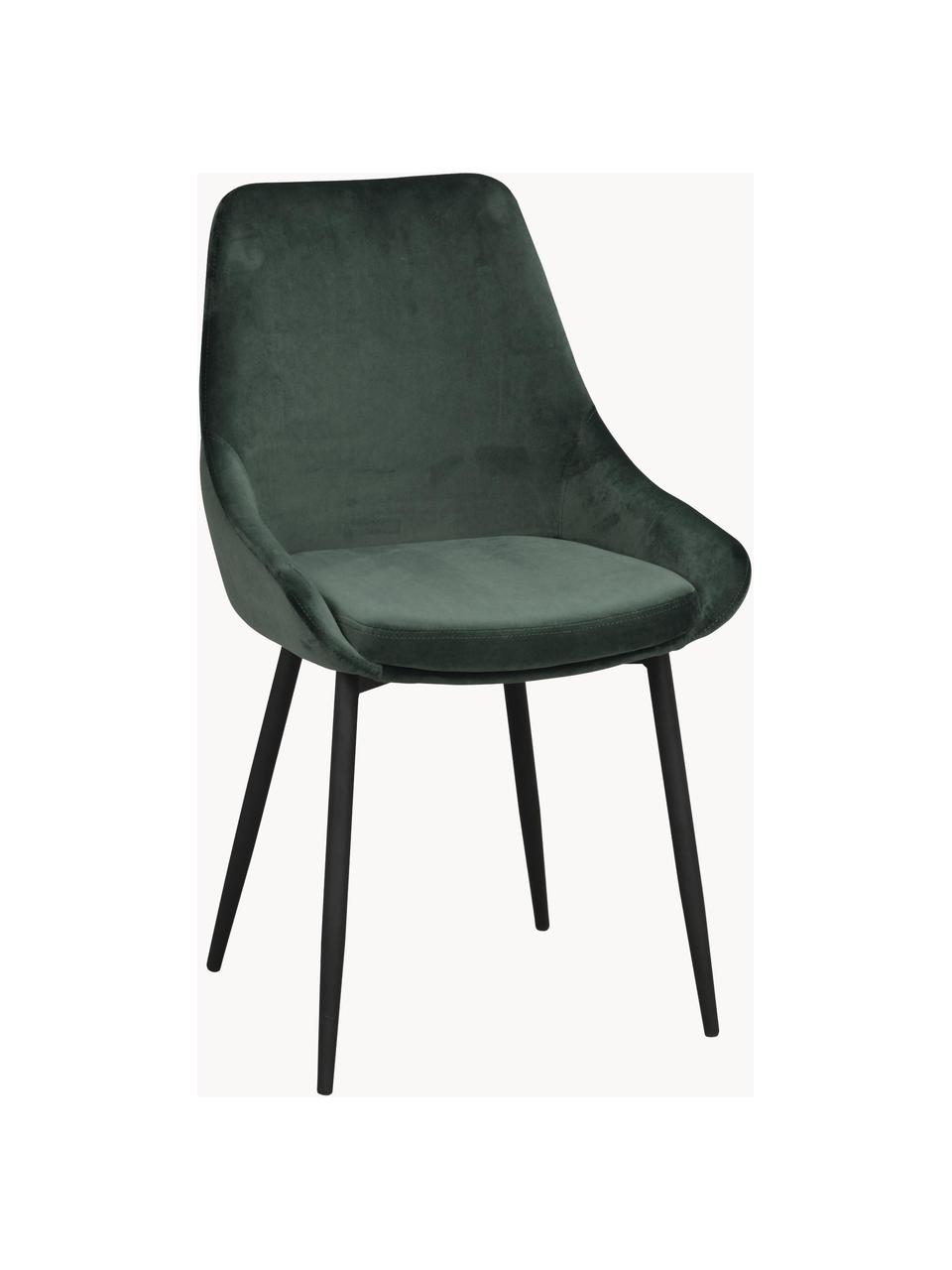 Krzesło tapicerowane z aksamitu Sierra, 2 szt., Tapicerka: 100% aksamit poliestrowy, Nogi: metal lakierowany, Zielony aksamit, S 49 x G 55 cm