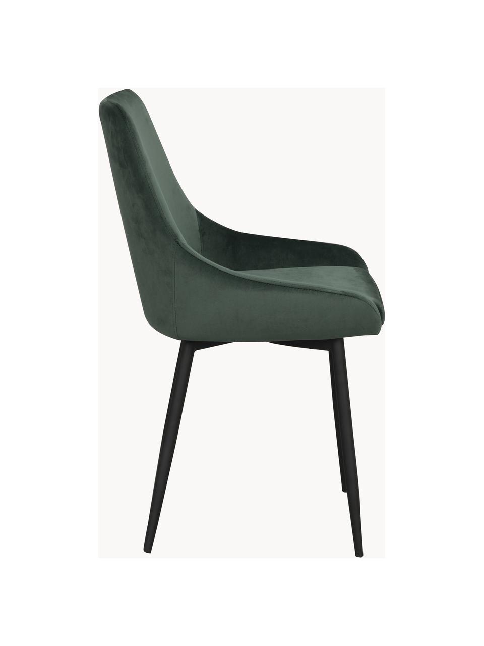 Sametová čalouněná židle Sierra, 2 ks, Zelená, Š 49 cm, H 55 cm