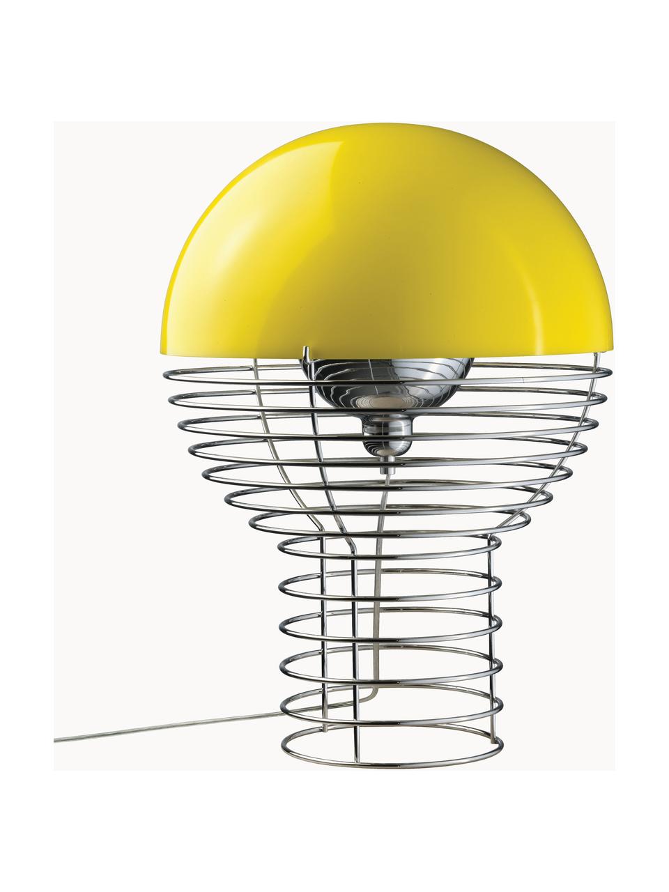 Designová stolní lampa Wire, Stříbrná, žlutá, Ø 30 cm, V 42 cm