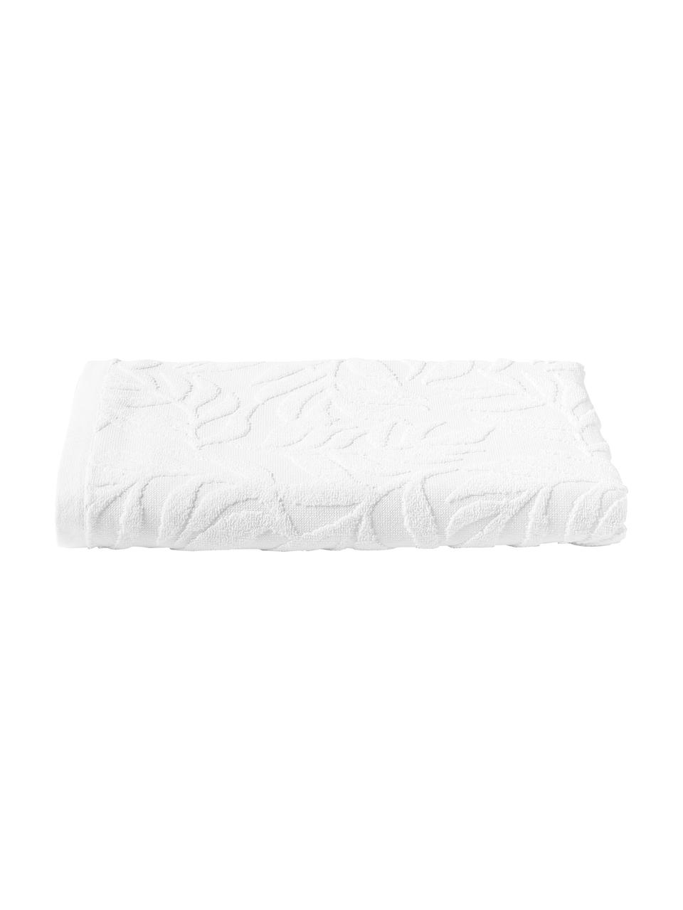 Serviette de toilette en coton Leaf, Blanc, Drap de bain, larg. 70 x long. 140 cm