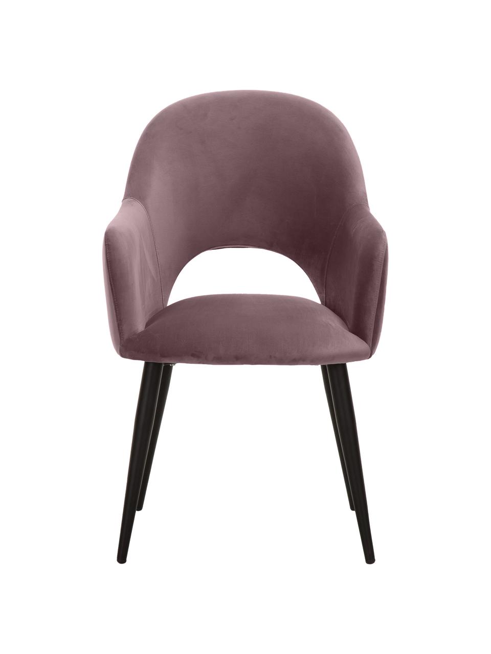 Sametová židle s područkami Rachel, Růžová, Š 56 cm, H 70 cm