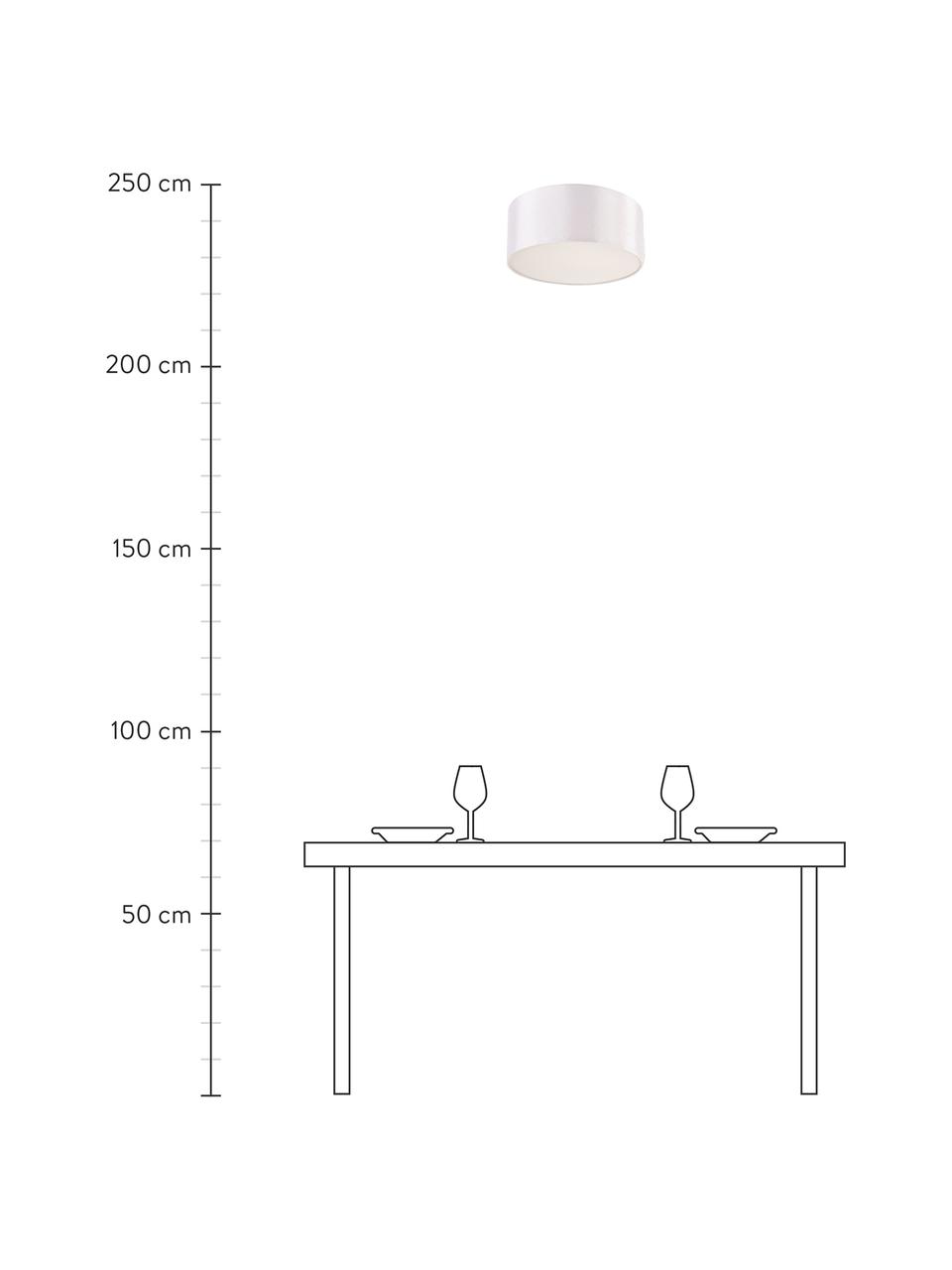 Plafoniera in tessuto Bendir, Paralume: 80% poliestere, 20% coton, Struttura: metallo, Bianco latteo, Ø 38 x Alt. 15 cm