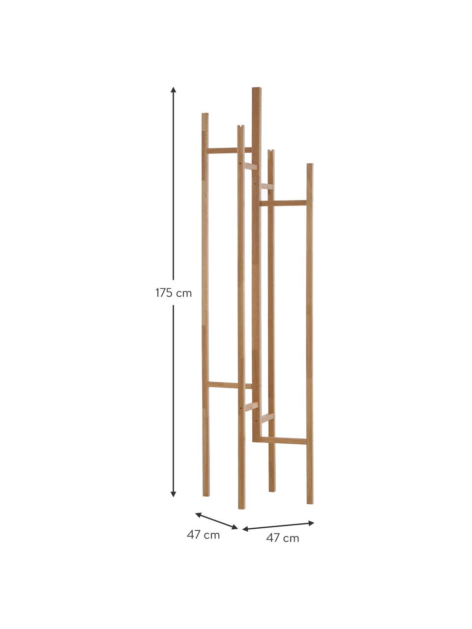 Wieszak stojący z 5 hakami Eigen, Lite drewno dębowe z certyfikatem FSC, Drewno dębowe, S 47 x W 175 cm