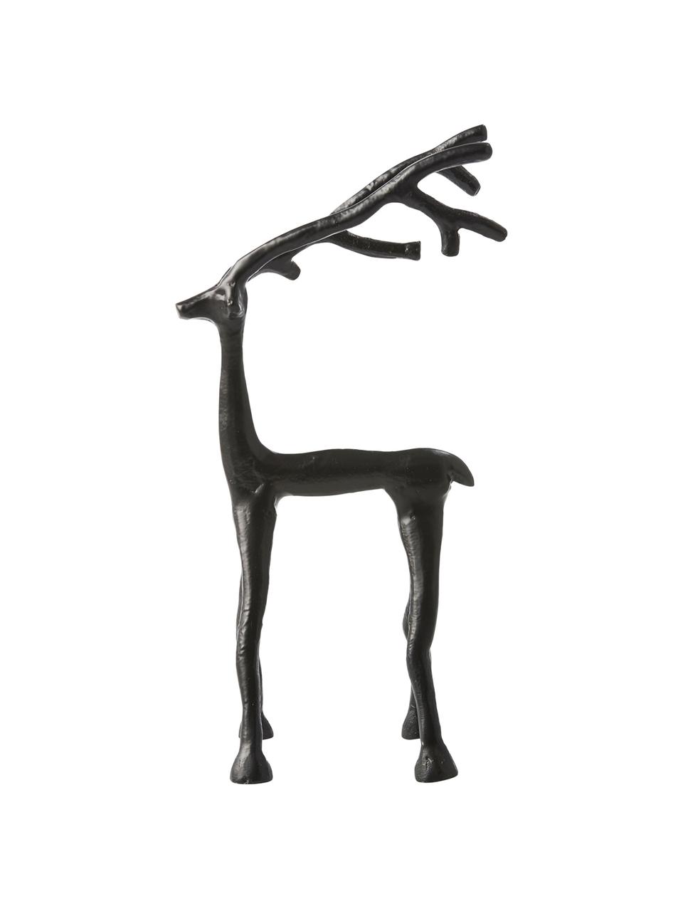 Cerf décoratif artisanal Marley, Aluminium, Noir, larg. 14 x haut. 27 cm