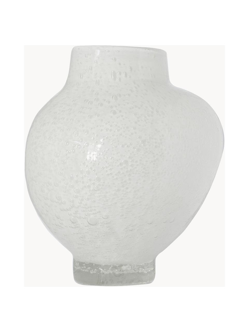 Kleine Design-Vase Mila, H 20 cm, Glas, Weiss, Ø 17 x H 20 cm