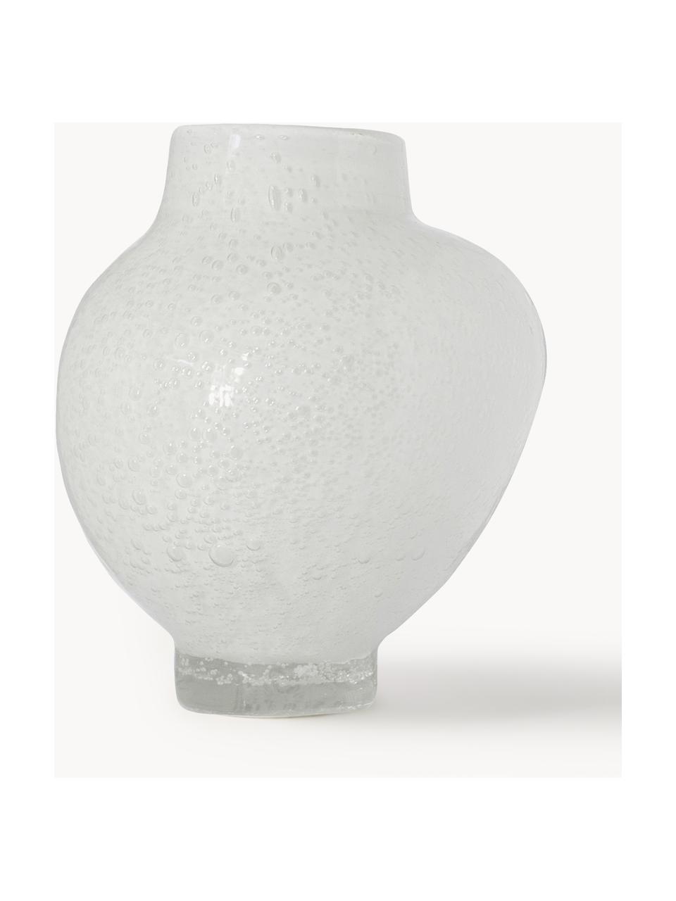 Kleine Design-Vase Mila, H 20 cm, Glas, Weiss, Ø 17 x H 20 cm