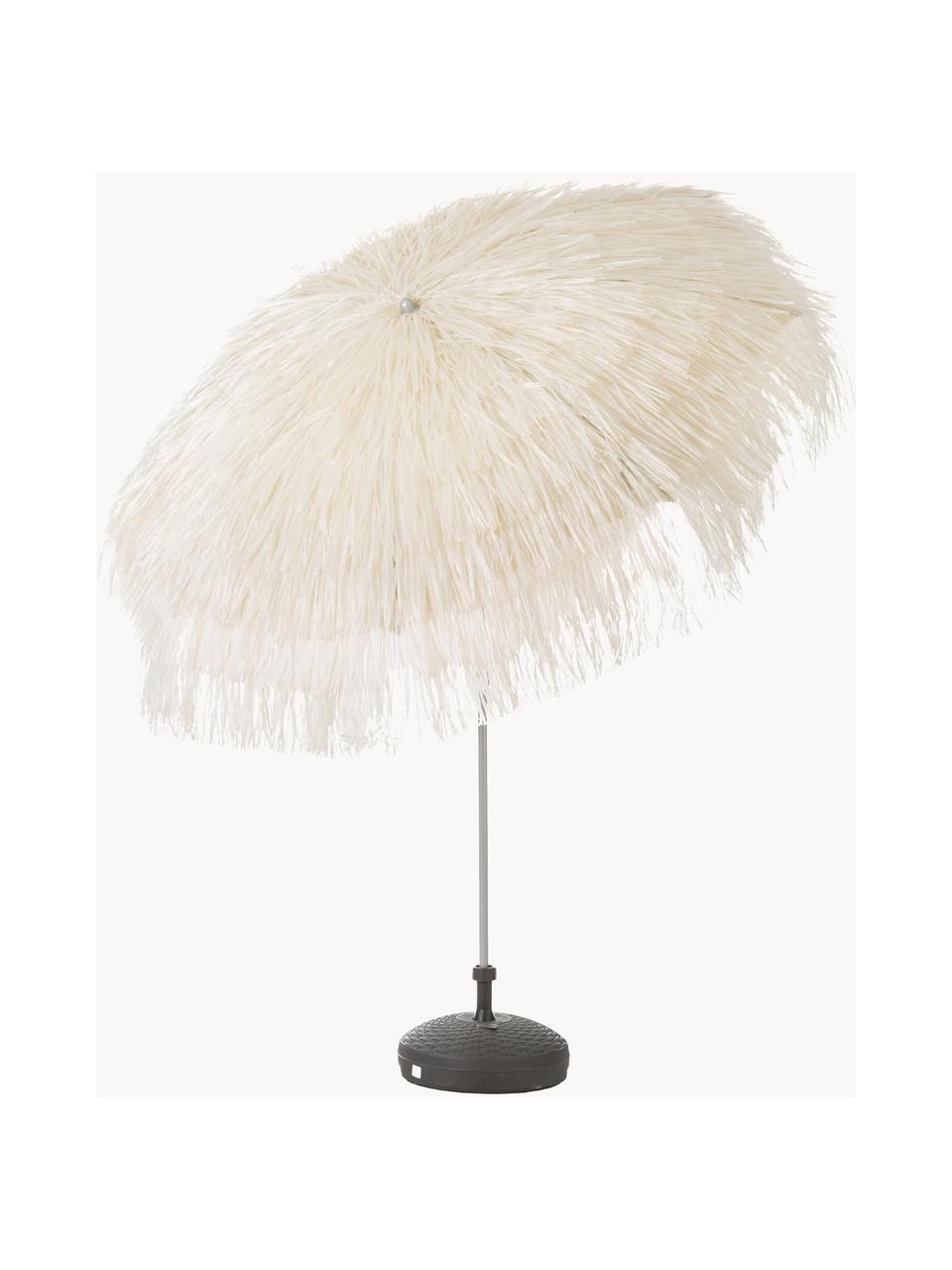 In hoogte verstelbare parasol Hawaii met franjes, Ø 200 cm, Crèmewit, Ø 200 x H 210 cm