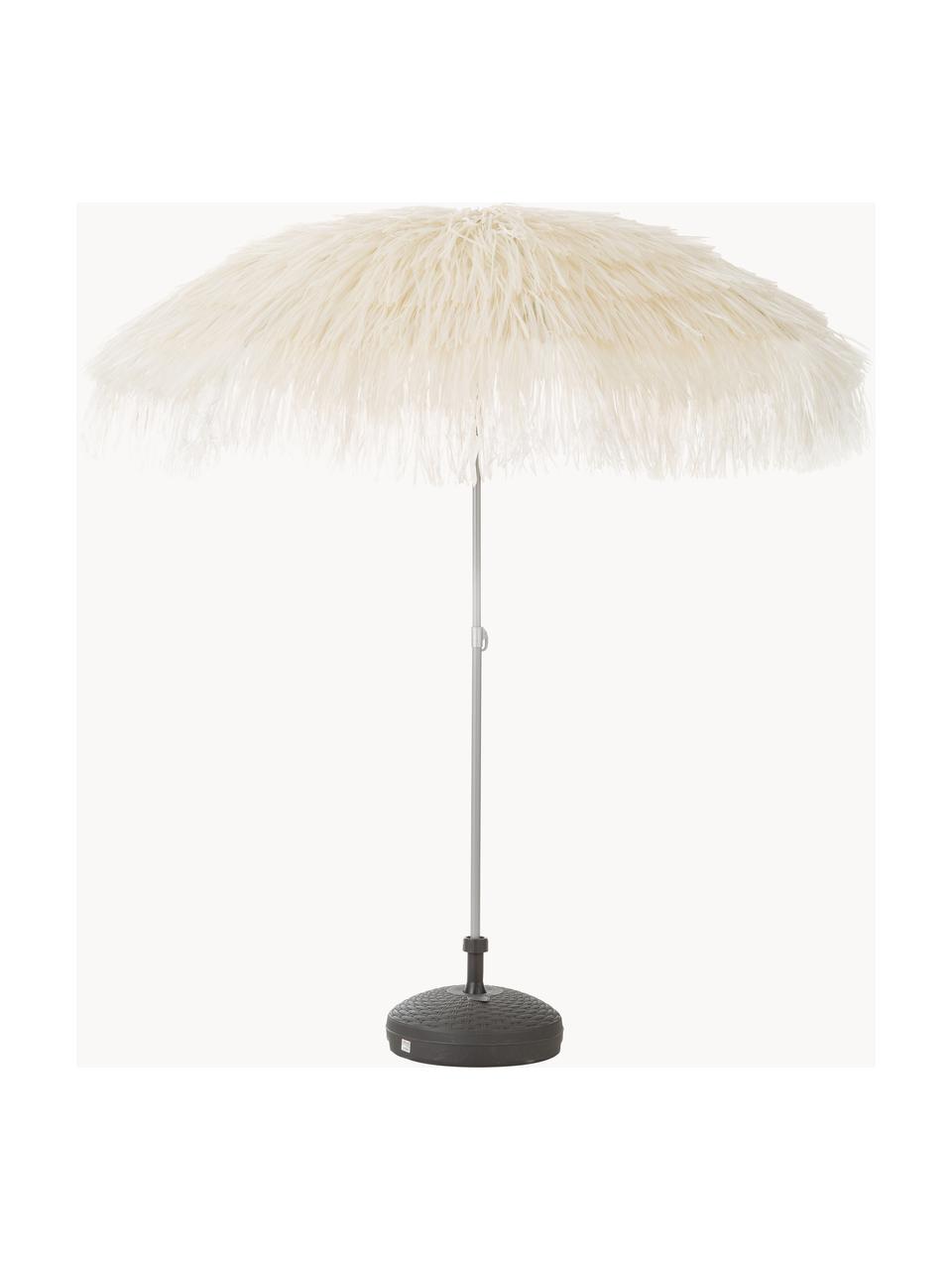 In hoogte verstelbare parasol Hawaii met franjes, Ø 200 cm, Crèmewit, Ø 200 x H 210 cm