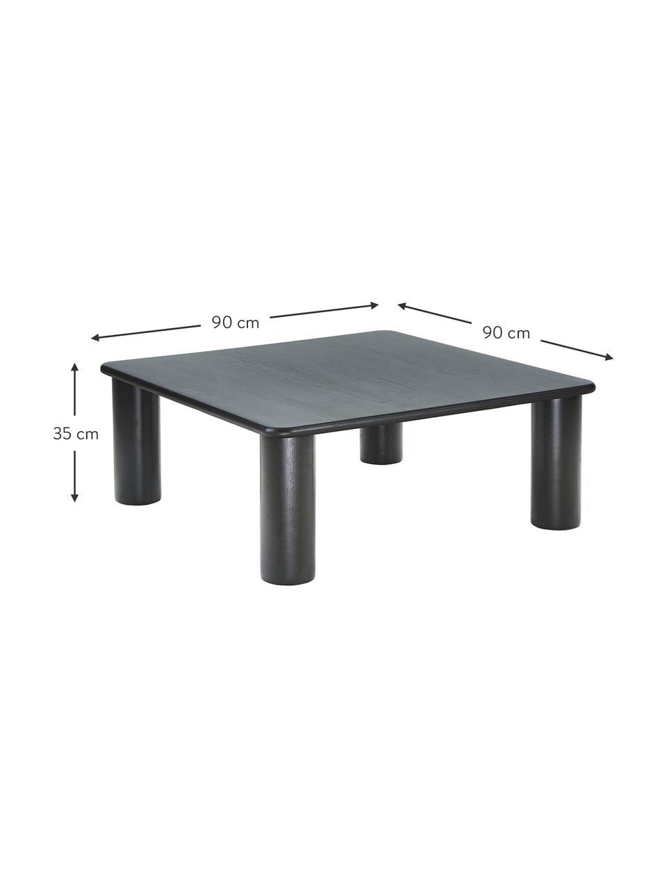 Salontafel Didi van eikenhout, Massief gelakt eikenhout, Zwart, B 90 x D 90 cm