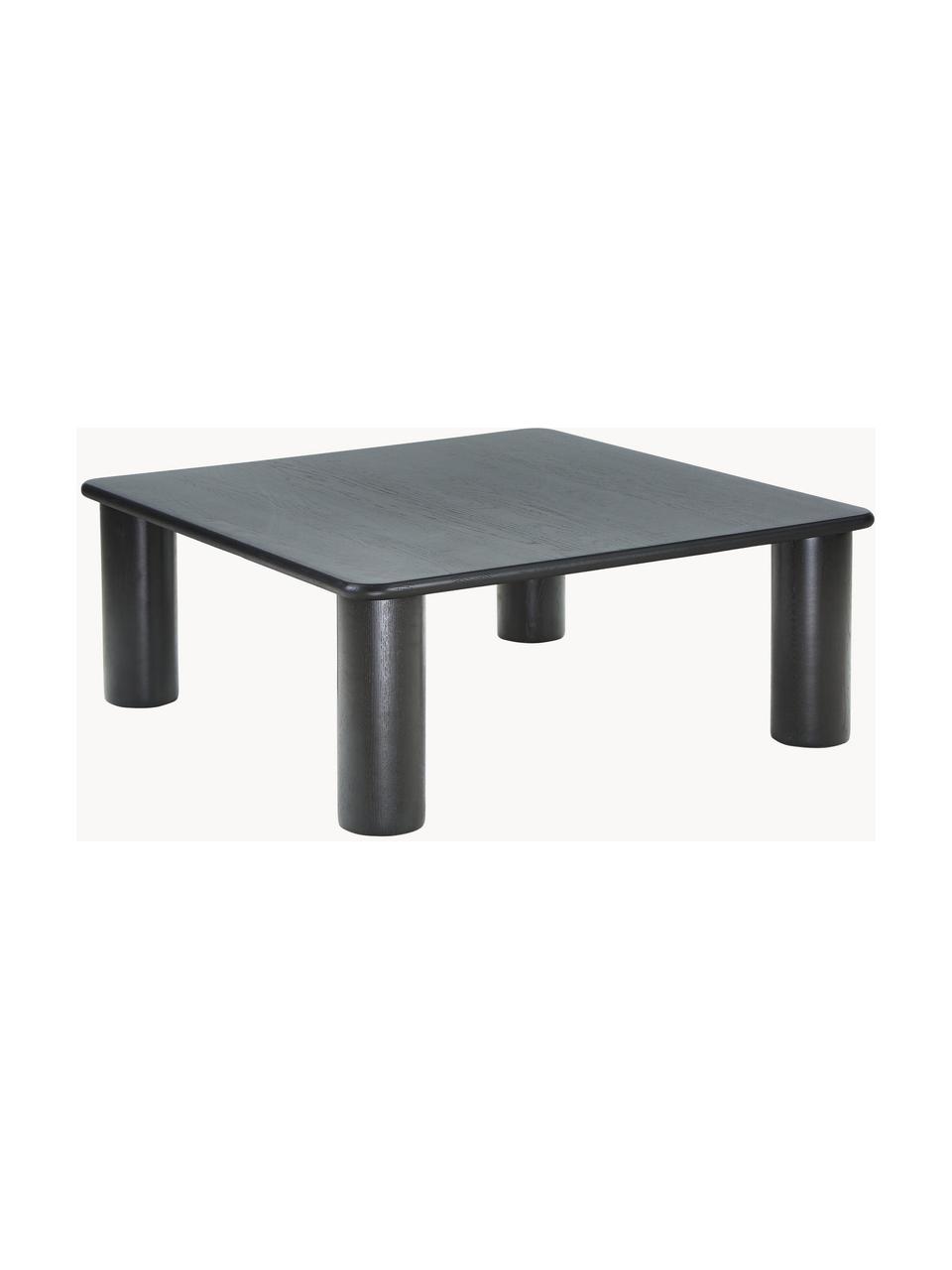 Salontafel Didi van eikenhout, Massief gelakt eikenhout, Zwart, B 90 x D 90 cm