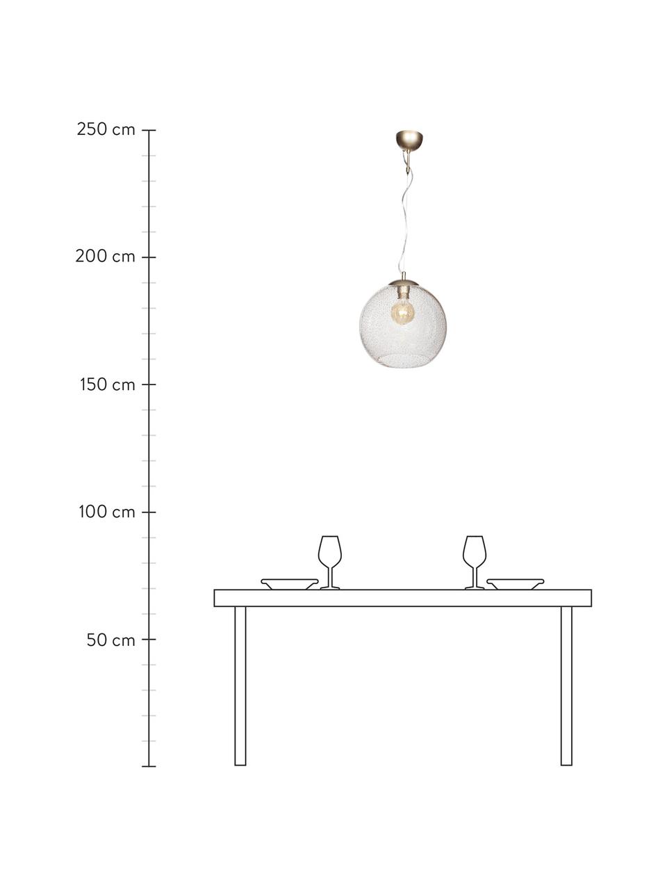 Mondgeblazen hanglamp Golden van glas, Lampenkap: glas, Transparant, goudkleurig, Ø 35 x H 36 cm