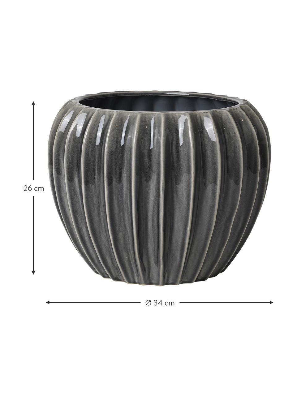 Velký keramický obal na květináče Wide, Keramika, Šedá, béžová, Ø 34 cm, V 26 cm