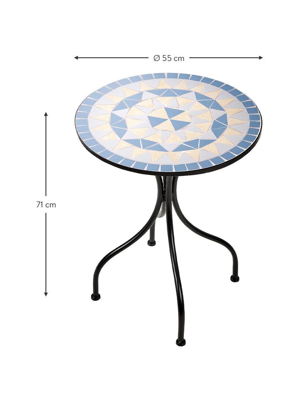 Table de balcon plateau céramique Palazzo, Bleu, couleur crème, noir, Ø 55 x haut. 71 cm