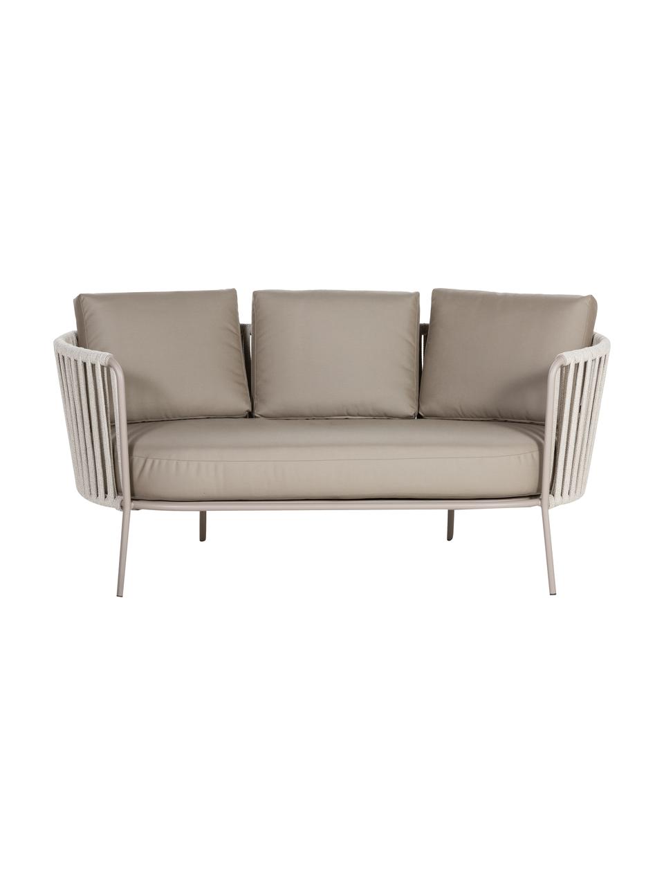 Outdoor loungebank Sunderland (2-zits) met zitkussen, Poten: galvanisch verzink en gep, Bekleding: polyacryl, Taupe, lichttaupe, B 162 x D 73 cm