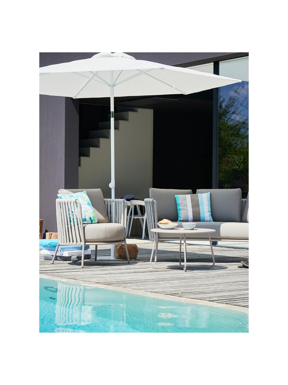 Outdoor loungebank Sunderland (2-zits) met zitkussen, Poten: galvanisch verzink en gep, Bekleding: polyacryl, Taupe, lichttaupe, B 162 x D 73 cm