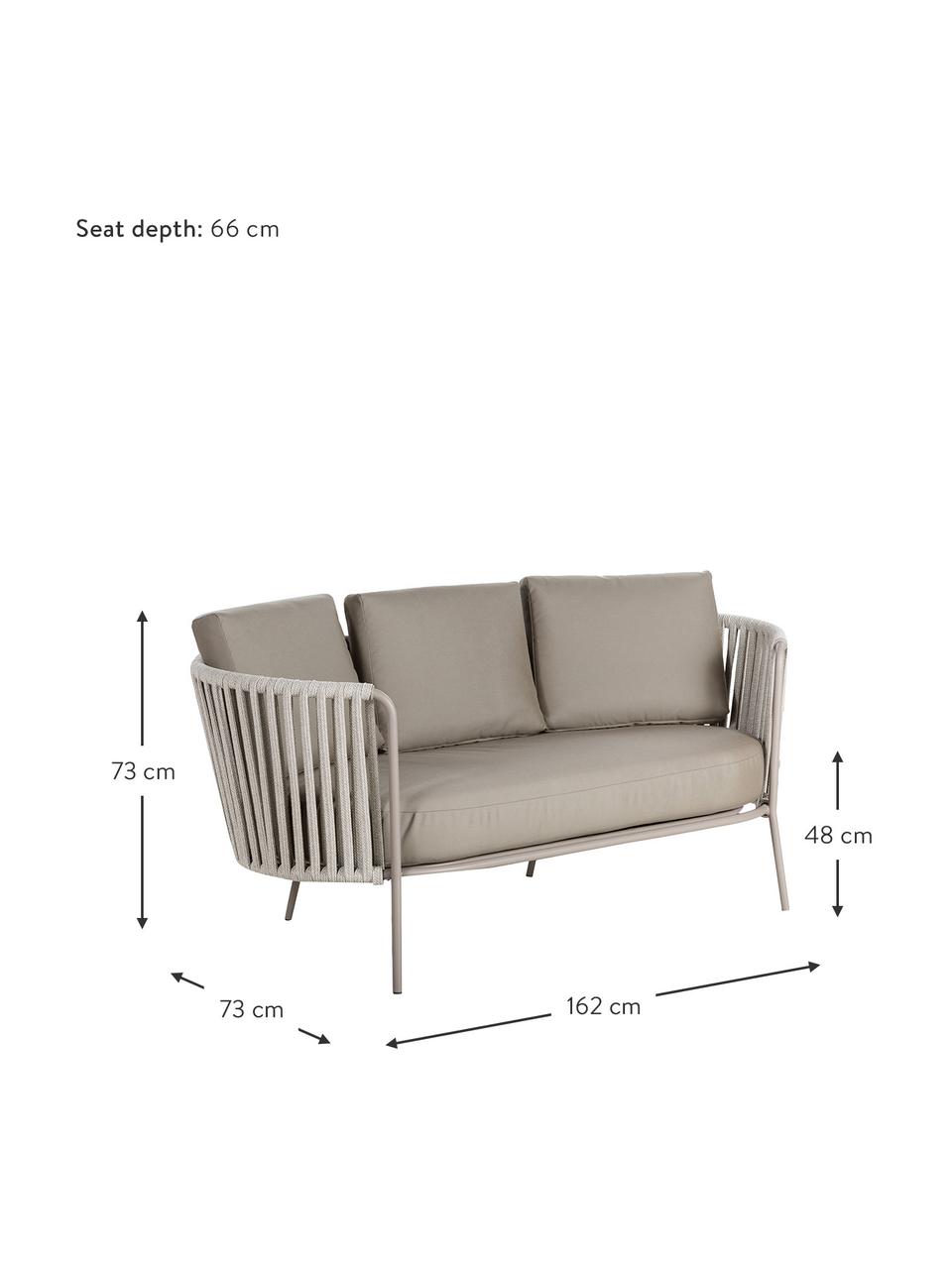 Canapé de jardin avec assise rembourrée Sunderland (2 places), Taupe, taupe clair, larg. 162 x prof. 73 cm