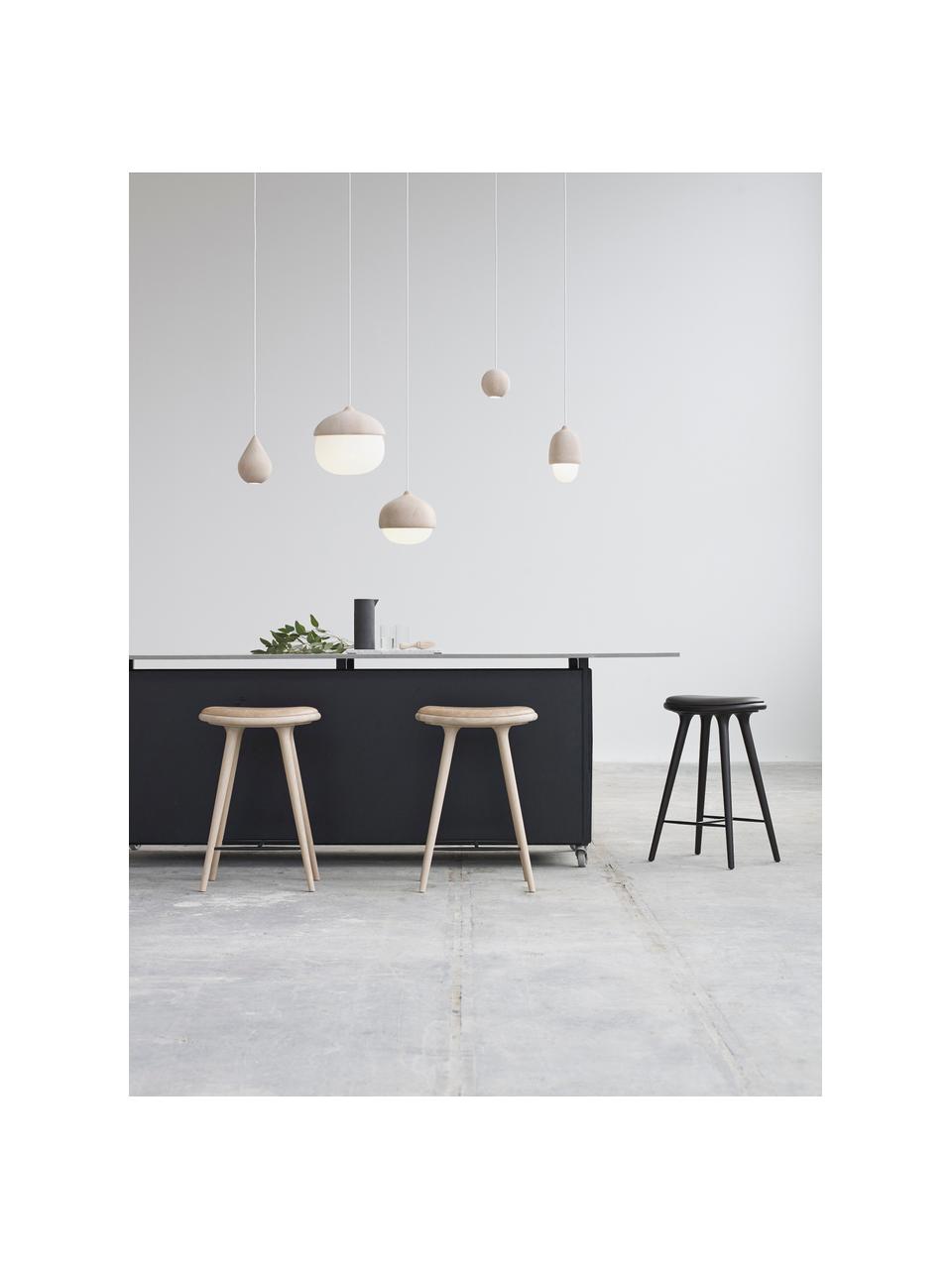 Lámpara de techo pequeña de vidrio soplado artesanalmente Terho, Cable: cubierto en tela, Madera de tilo, blanco, Ø 14 x Al 22 cm