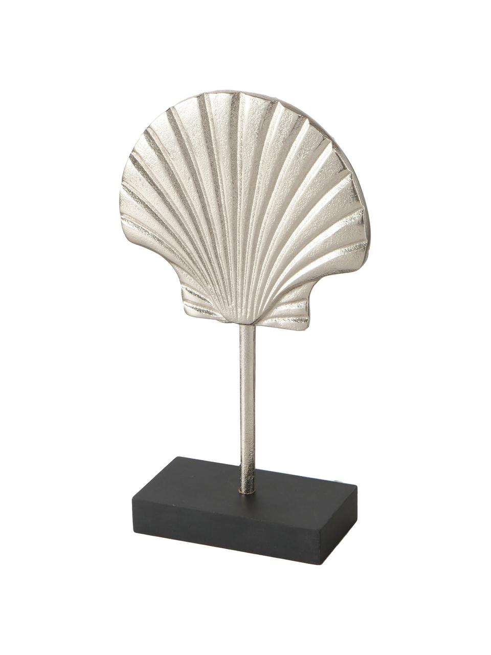 Decoratieve objectenset Emmi, 2-delig, Voetstuk: gelakt hout, Aluminiumkleurig, zwart, 13 x 27 cm