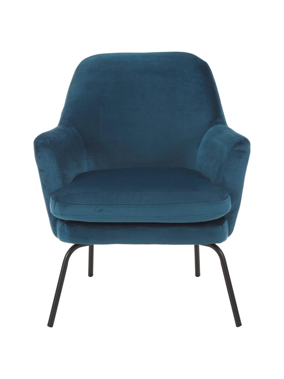 Fauteuil lounge en velours bleu Chisa, Velours bleu marine