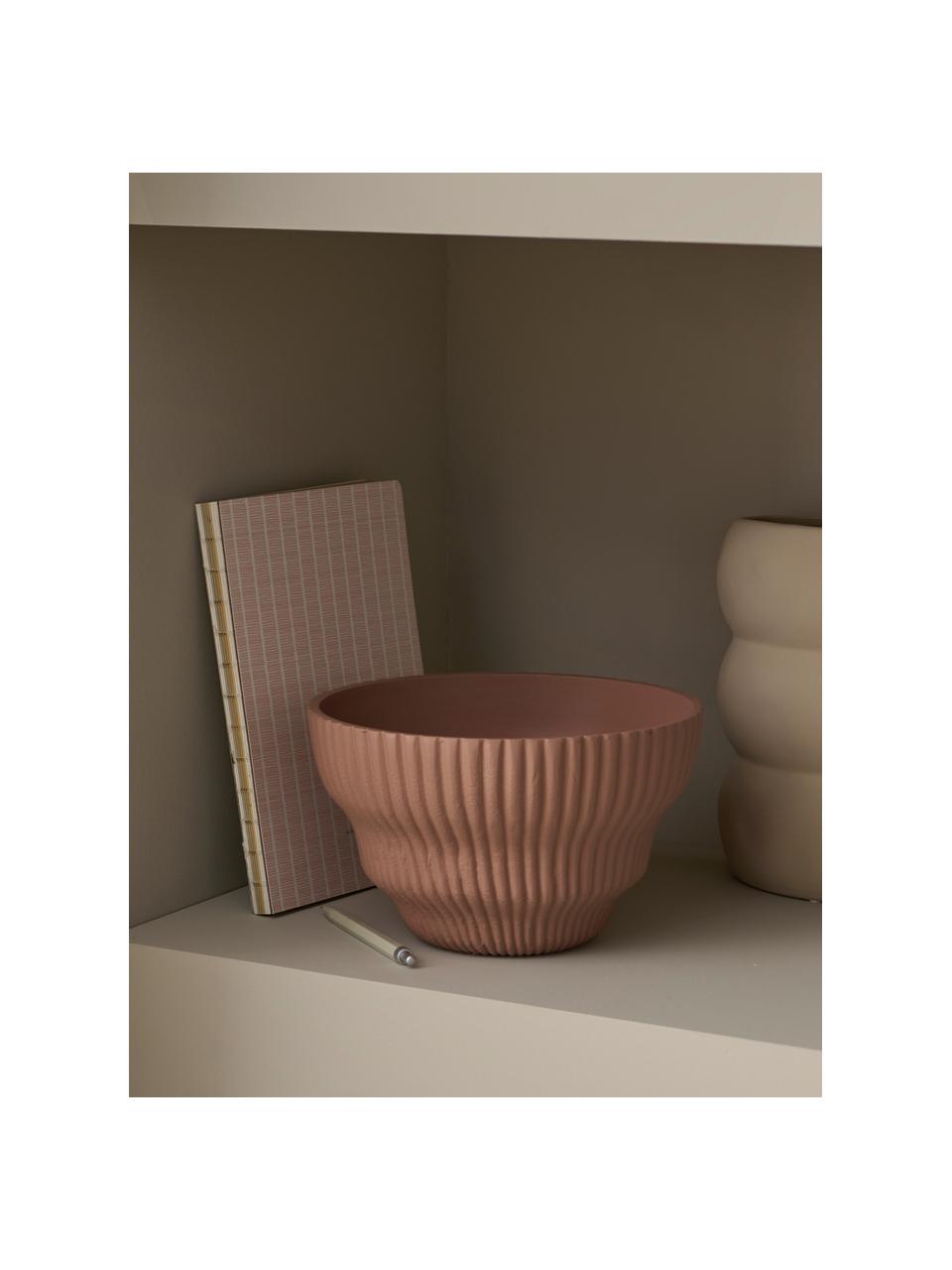 Bol décoratif métal brun Rib, Ø 23 cm, Aluminium, enduit, Brun, Ø 23 x haut. 14 cm