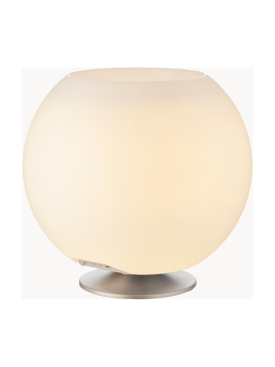 Lampa stołowa LED z funkcją przyciemniania i głośnikiem Bluetooth Sphere, Biały, odcienie srebrnego, Ø 38 x 36 cm