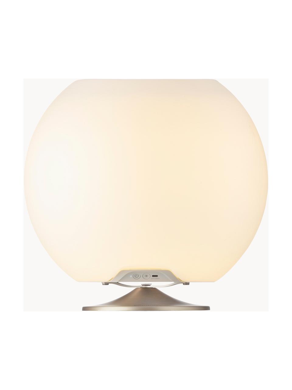Dimmbare LED-Tischlampe Sphere mit Bluetooth-Lautsprecher und Flaschenkühler, Lampenschirm: Polyethylen, Weiss, Silberfarben, Ø 38 x H 36 cm