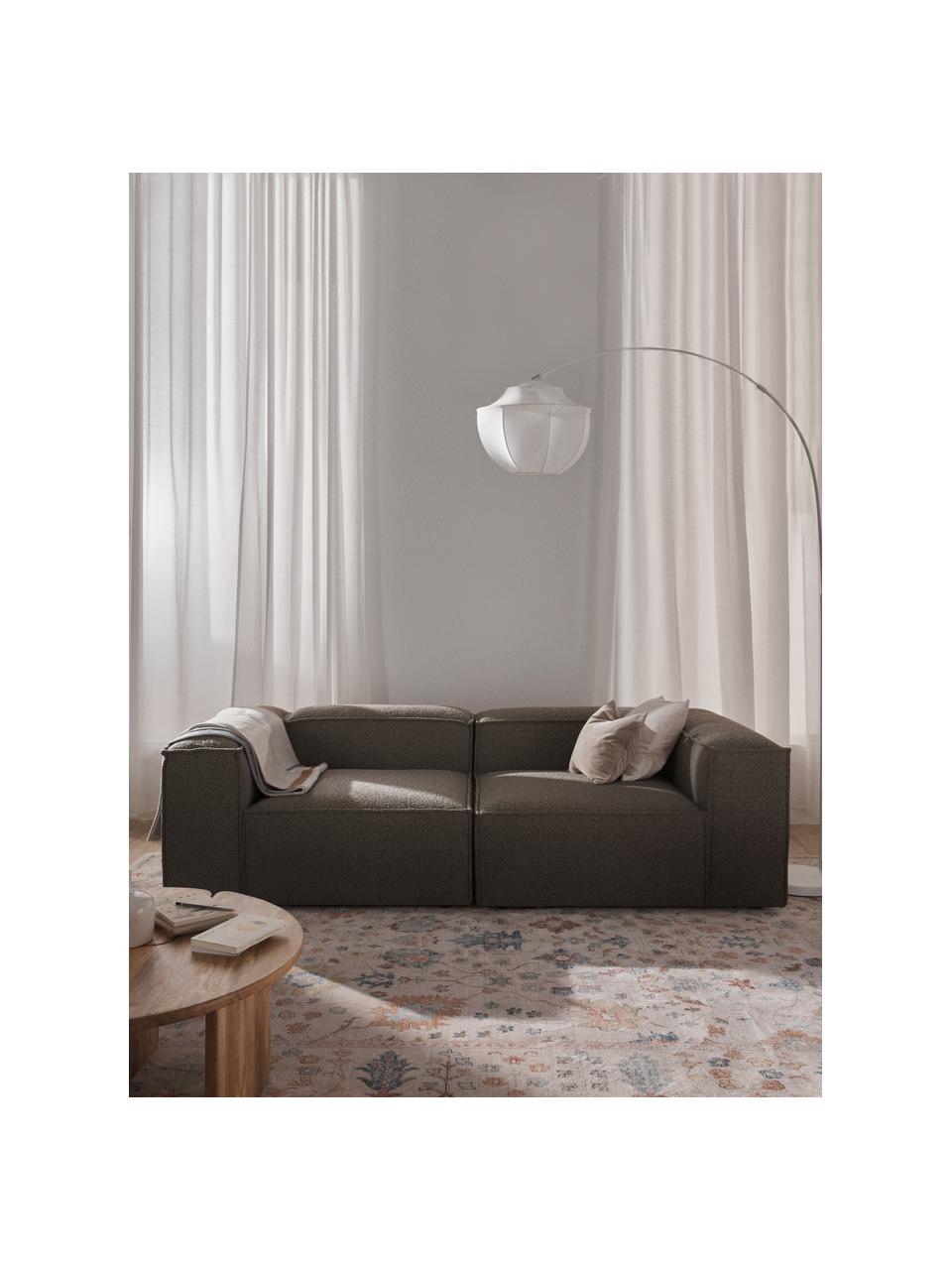 Canapé modulable 3 places en tissu bouclé Lennon, Bouclé grège, larg. 238 x prof. 119 cm