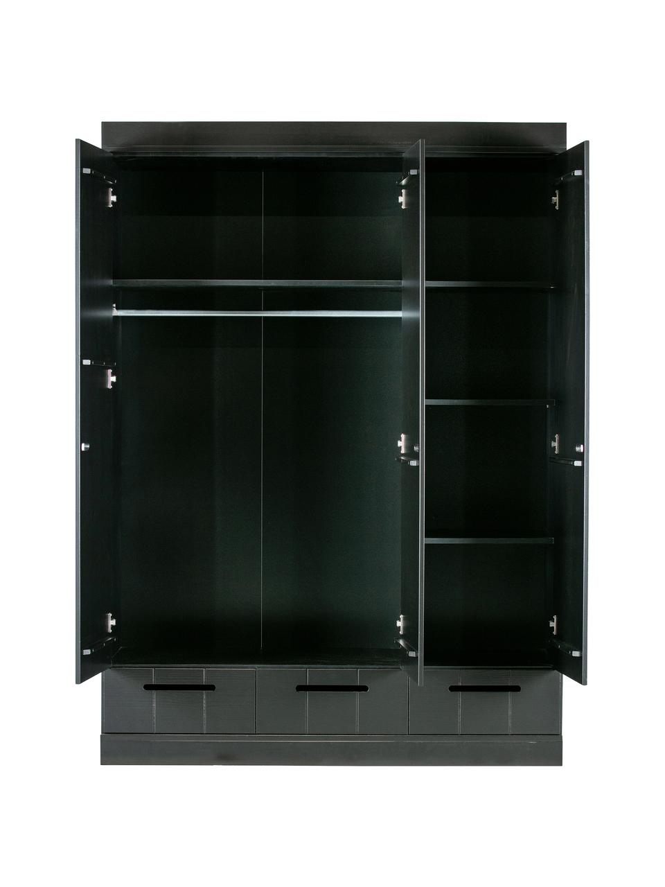 Armoire 3 portes Connect, Noir, larg. 140 x haut. 195 cm